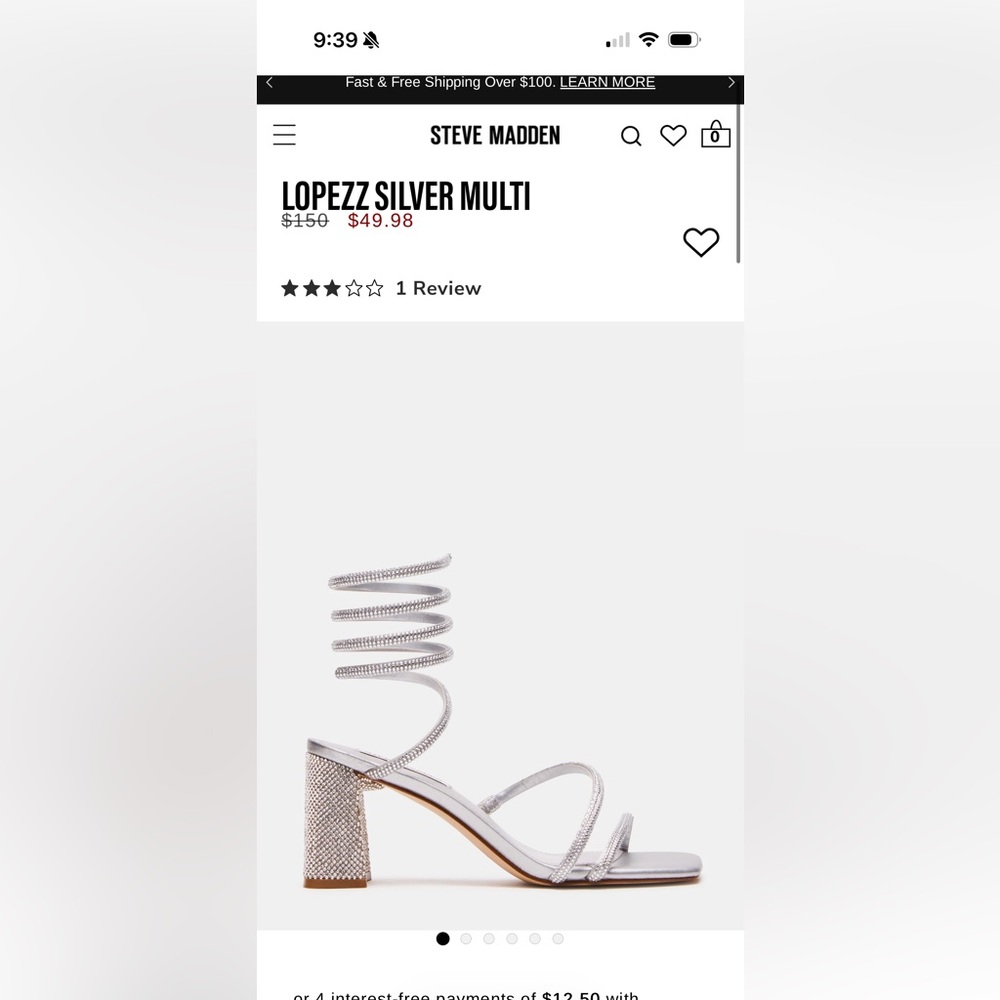 Steve Madden Silver Spiral Rhinestone Wrap Heels